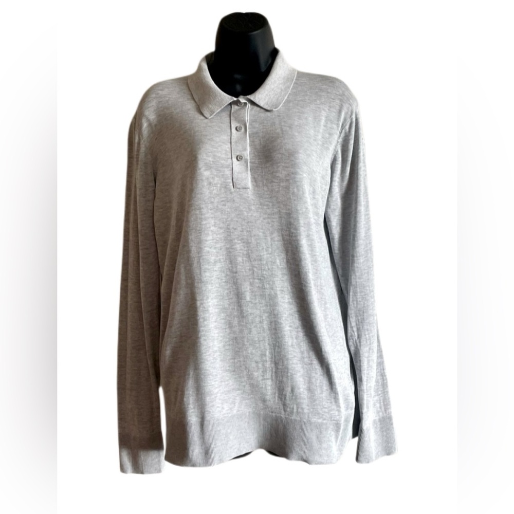 COS Long Sleeve Polo Shirt _ Dove Gray